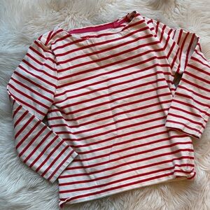 Boden Striped Red and White Long Sleeve Tee